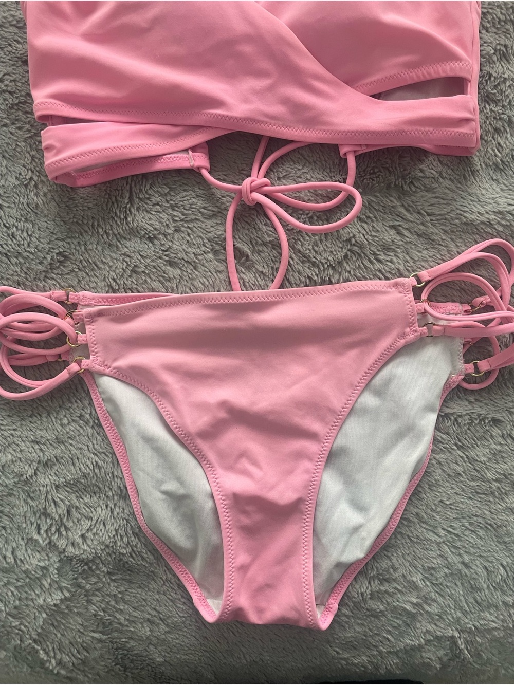 PINK Victoria's Secret Light Pink Bikini Bottoms with Trim - Picture 3 of 7